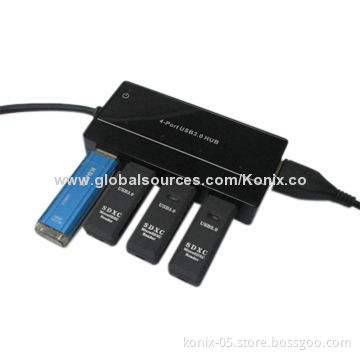Black external powered USB 3.0 4-port Hub with high strength ABS engineering plasticNew